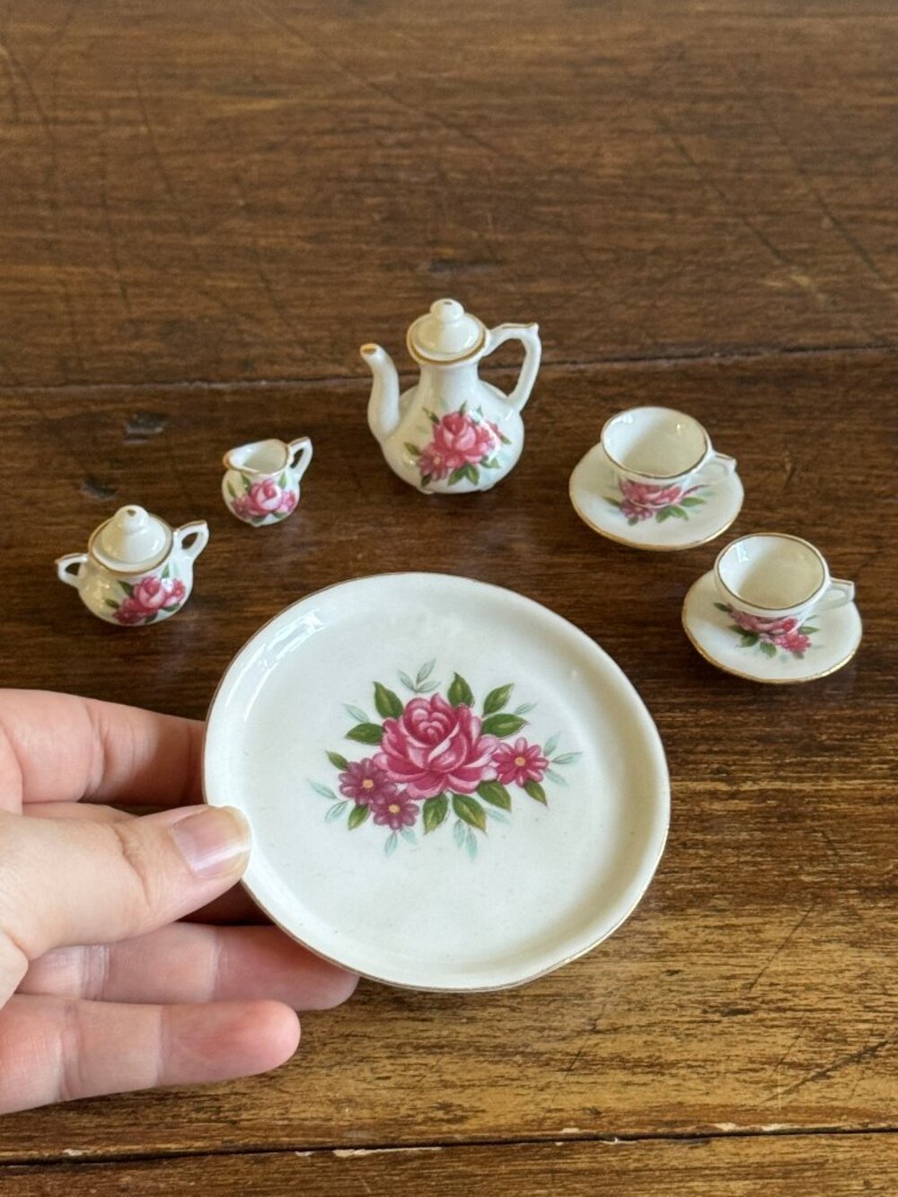 Vintage Miniature Bone China Brinton Mini Tea Set - Made in Taiwan